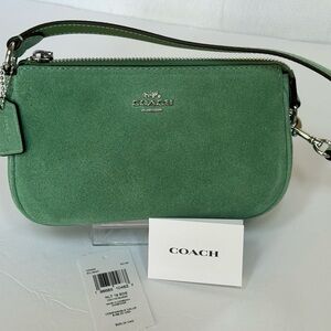 Coach Suede Leather Mint Shoulder/Wristlet Small Bag NWT